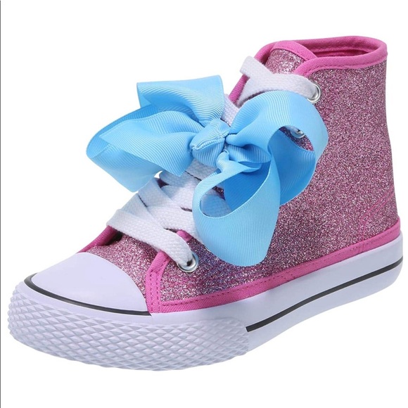 JoJo Siwa High Top Shoes Kids Pink Glitter Sparkle Chucks Sneakers JoJo Bow 2,4